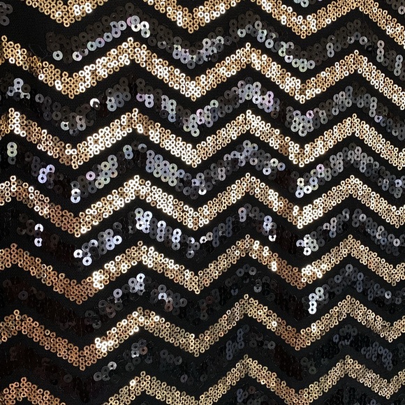 H&M Divided formal form fitting fully lined sequined blk and gold cocktail dress - Picture 5 of 7